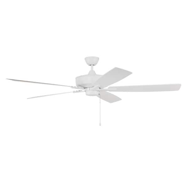 CRAFTMADE Super Pro 60 in. Indoor Dual Mount Heavy-Duty, 3-Speed Reversible Motor Ceiling Fan in White Finish