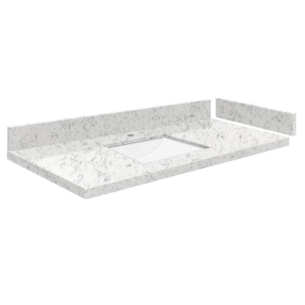 Silestone 37.5 in. W x 22.25 in. D Quartz White Rectangular Single Sink Vanity Top in Lyra price history on PriceWatchPro