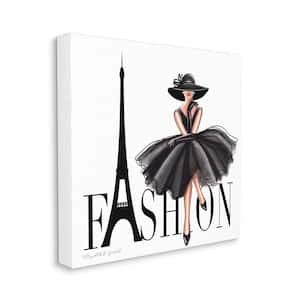 Parisian Fashion High Design Black Dress By Elizabeth Tyndall Unframed Print Abstract Wall Art 36 in. x 36 in.
