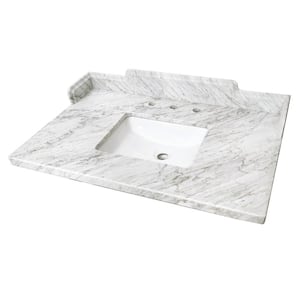 Pemberton 36 in. W x 22 in. D Marble Carrara White Rectangular Single Sink Vanity Top in White