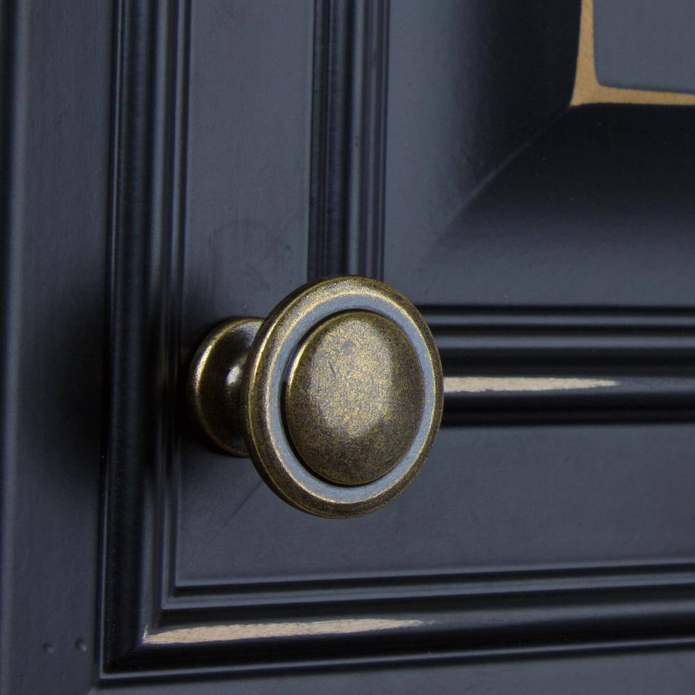Antique Brass Round Cabinet Knob with Mounting Hardware