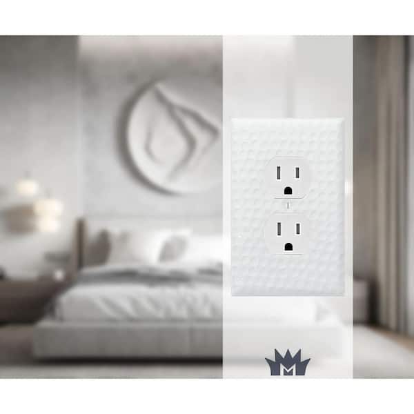 Hammered 1-Gang White Duplex/Outlet Metal Wall Plate (2-Pack)