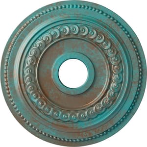 7/8 in. x 18 in. x 18 in. Polyurethane Oldham Ceiling Medallion, Copper Green Patina