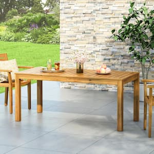 Augustine Teak Brown Rectangle Wood Outdoor Patio Dining Table