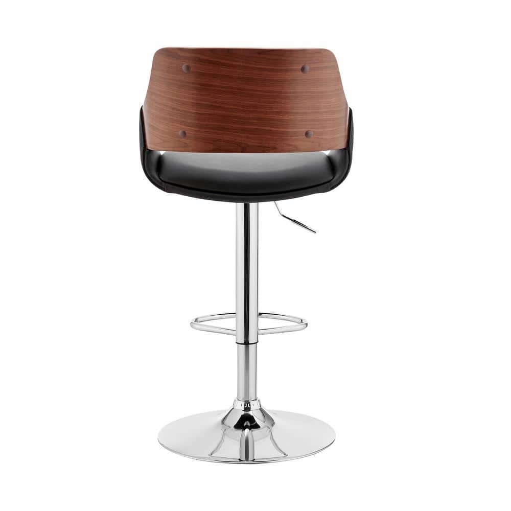 Colby Adjustable Black Faux Leather and Chrome Finish Swivel Bar Stool