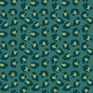 Into The Wild Green Metallic Leopard Print Non-Pasted Non-Woven Paper Wallpaper Roll