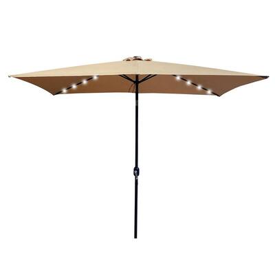 10 ft. x 6.5 ft. Rectangular Market Outdoor Patio Umbrella with Crank Weather Resistant UV Protection in Tan