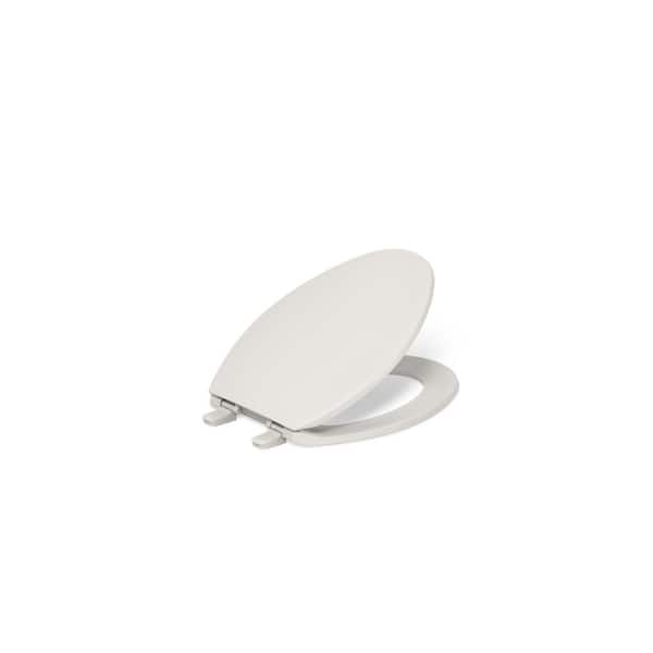 KOHLER Brevia Elongated Closed Front Toilet Seat with Q2 Advantage in Almond
