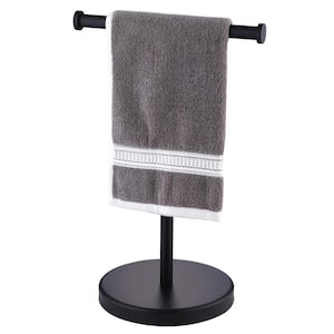 Countertop T-Shape 1-Piece Towel Rack Holder in Matte Black