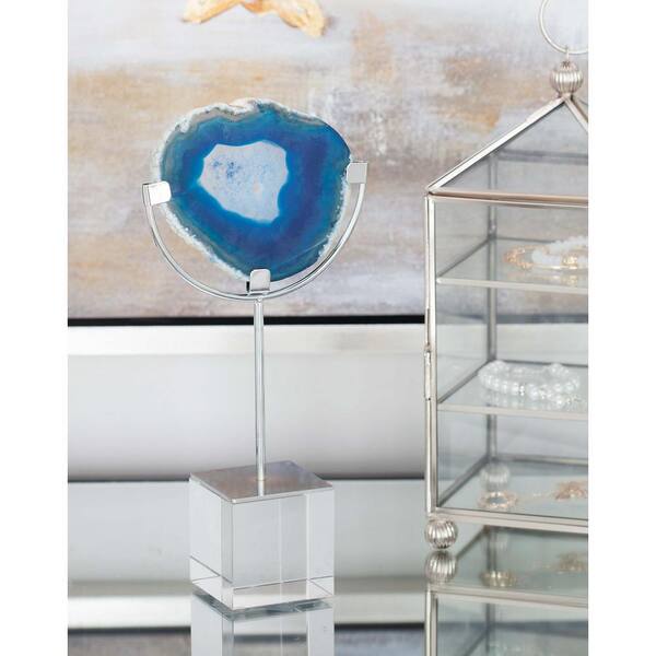 Litton Lane 10 in. x 5 in. Decorative Blue Geode Scuplture