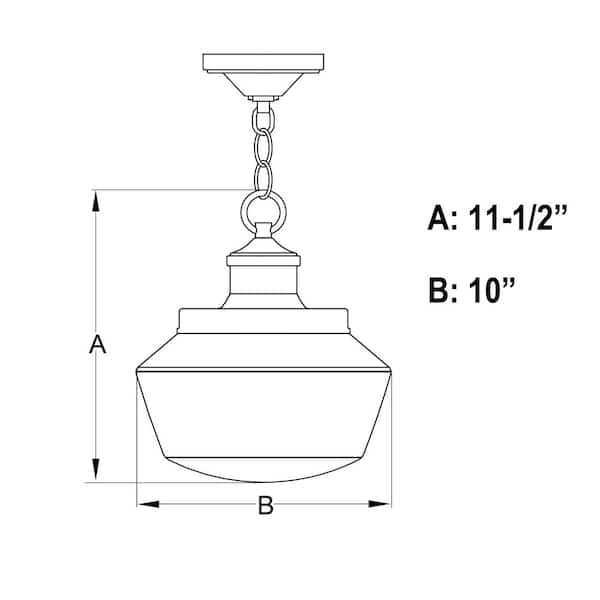 Collins 1-Light Black Farmhouse Outdoor Pendant Clear Schoolhouse Glass