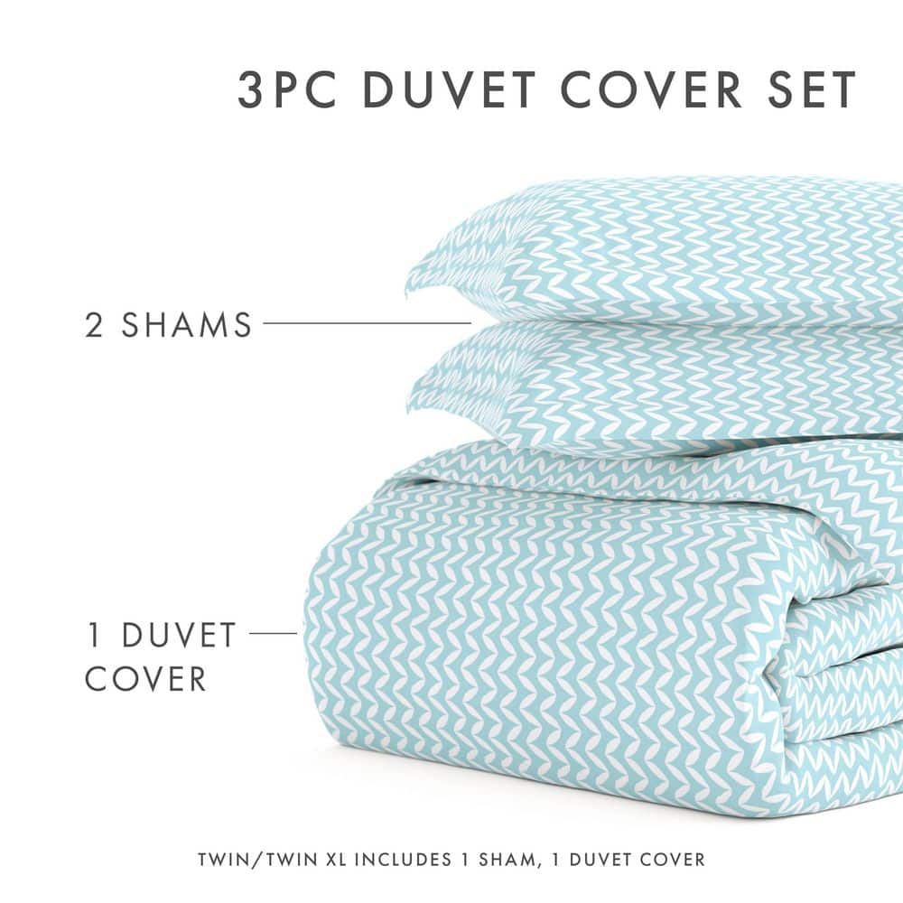 Light Green Chevron Pattern King Duvet Cover Set
