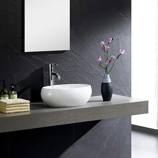 Fine Fixtures Modern Ceramic Oval Vessel Bathroom Sink with Overflow &  Reviews