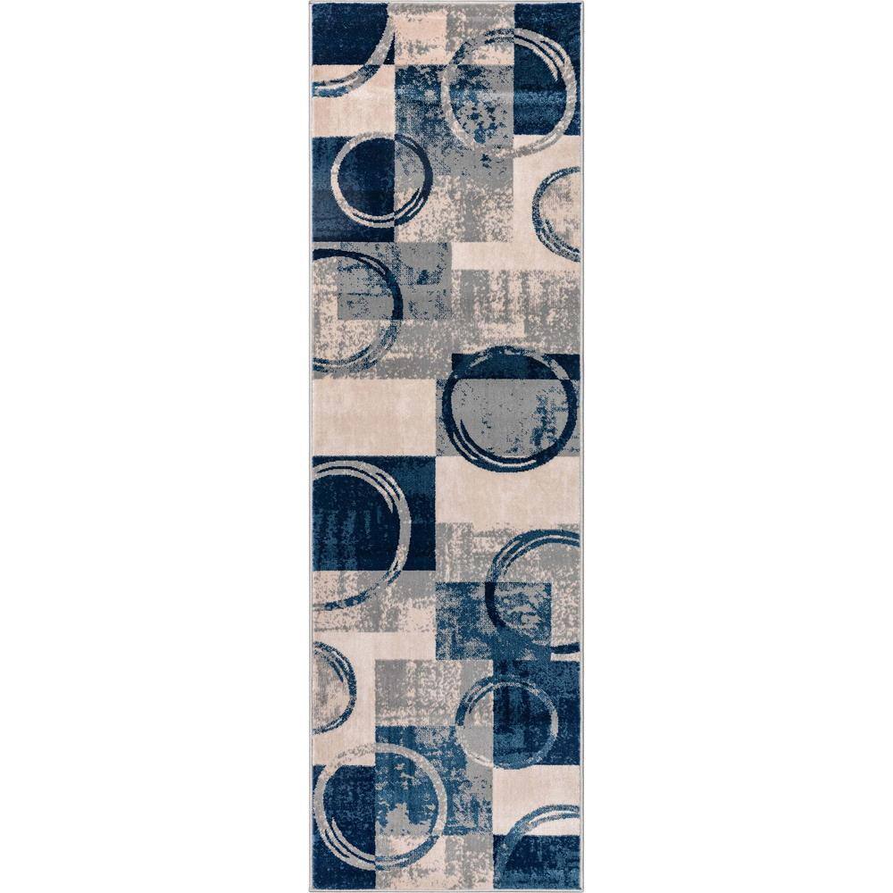 Barclay Shai Modern Geometric Grey Blue 2 ft. 3 in. x 7 ft. 3 in. Runner Area Rug price history on PriceWatchPro