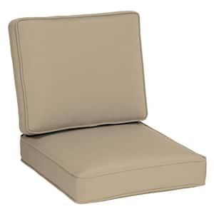 Oasis 24 in. x 26 in. Firm 2-Piece Deep Seating Outdoor Lounge Chair Cushion in Desert Tan