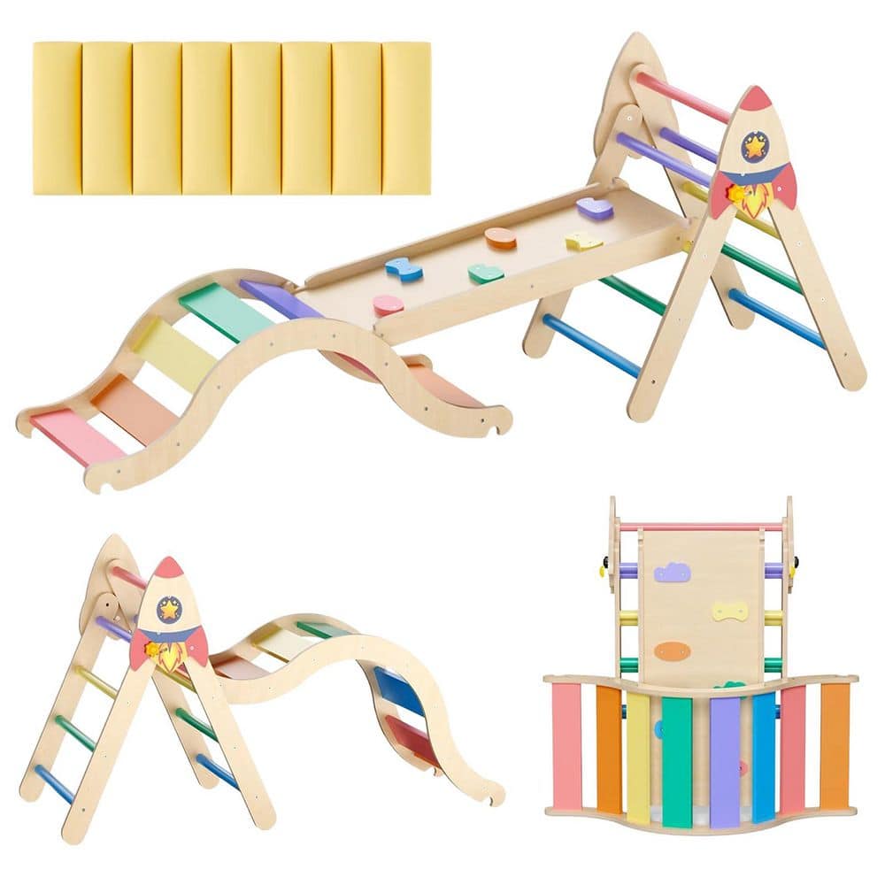 Pikler Triangle Set with Soft Cotton Mat, Indoor/Outdoor Climbing Toy for Toddlers, Freestanding Wooden Playground price history on PriceWatchPro