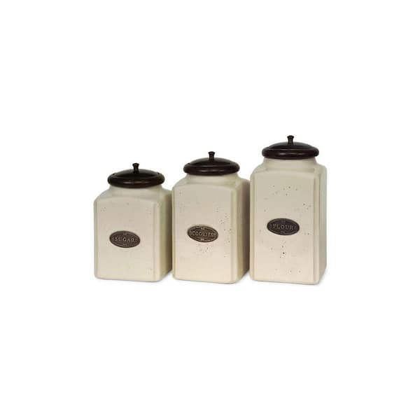 IMAX Ivory Ceramic Canisters (Set of 3)