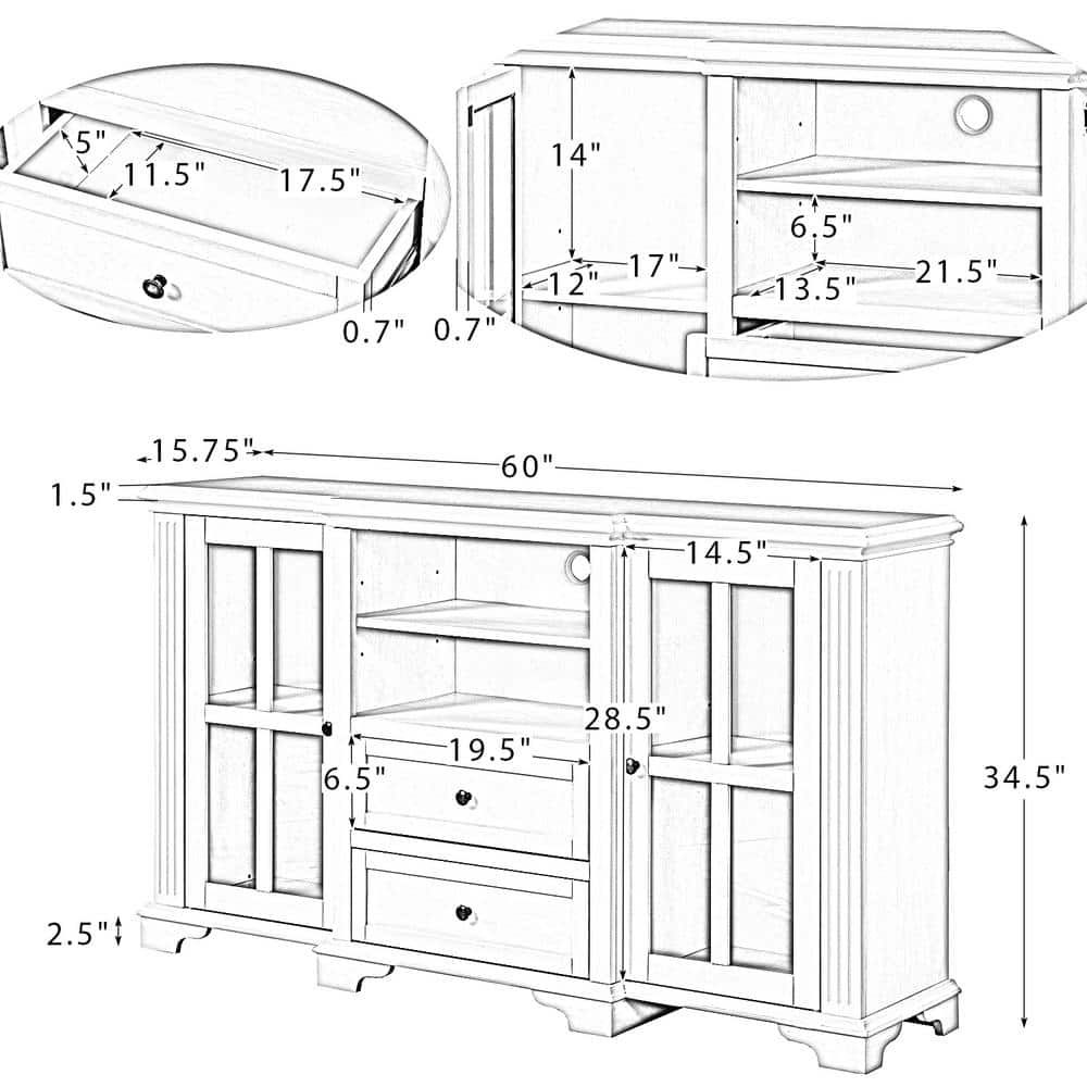 Cedric Acorn TV Stand for TVs up to 65 in. with 2 Drawers - thumbnail 3