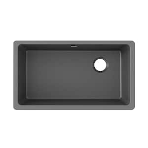 Quartz Classic 33 in. Undermount Single Bowl Dusk Gray Granite/Quartz Composite Kitchen Sink Only