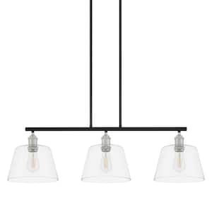 Sherman 3-Light Black Linear Island Pendant with Nickel Accents