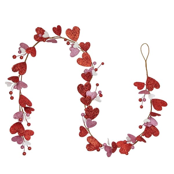 6 ft. Red and Pink Hearts Valentine's Day Garland  Unlit