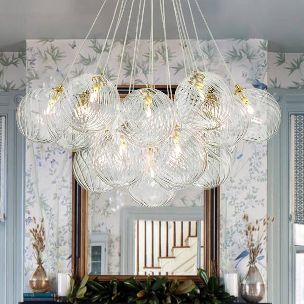 Rennnsan Lillian 19-Light Gold Modern Glass Globe Bubble