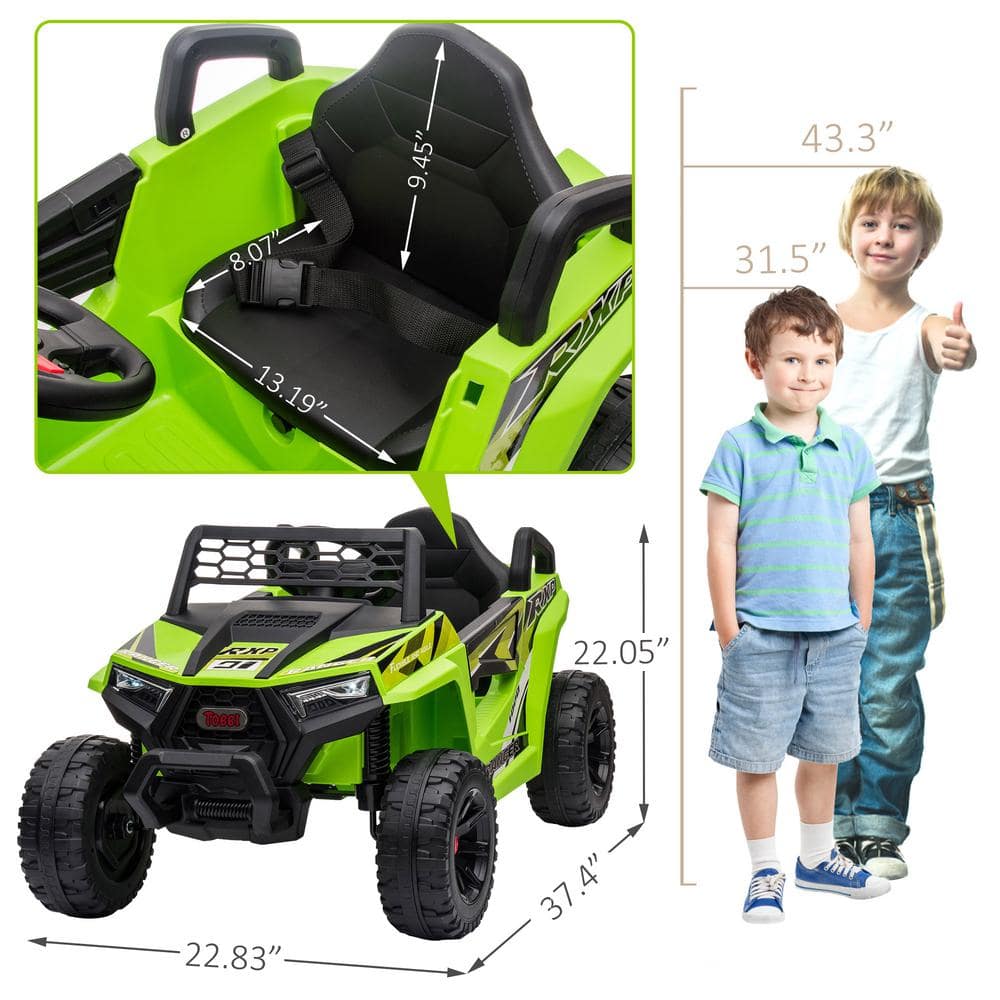 Green 12V Kids Electric Dune Buggy with LED Lights