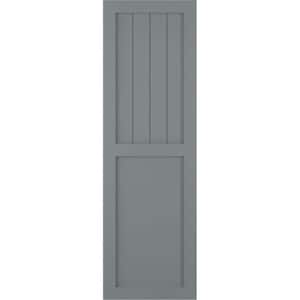 12 in. x 26 in. Farmhouse/Flat Panel Combination Fixed Mount Board and Batten Shutters Pair in Ocean Swell