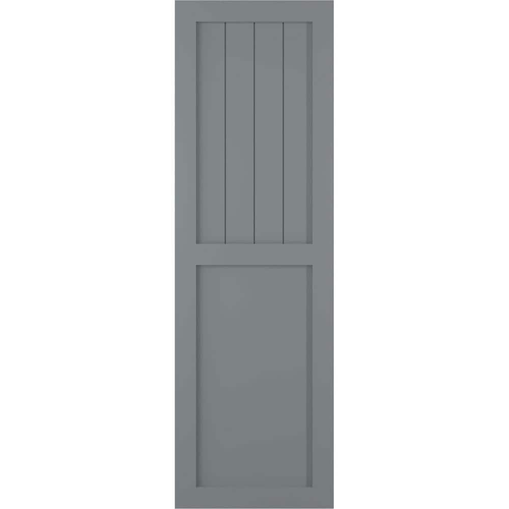 18 in. x 31 in. True Fit PVC Farmhouse/Flat Panel Combination Fixed Mount Board and Batten Shutters Pair in Ocean Swell price history on PriceWatchPro