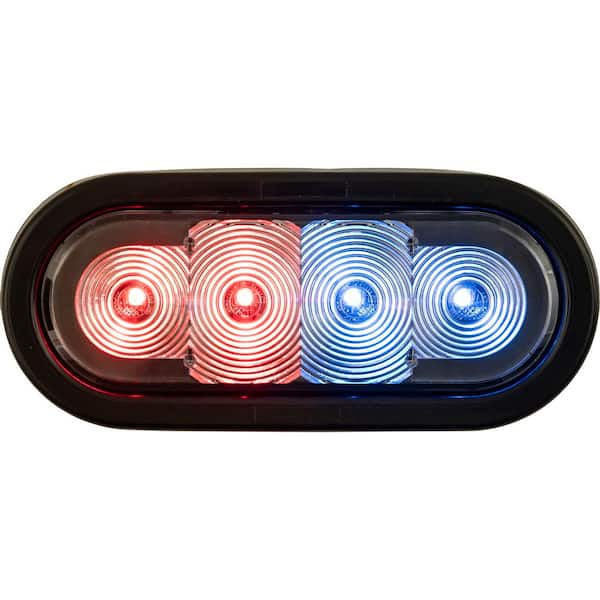 BUYERS PRODUCTS 6 Inch LED Oval Strobe Light with Red/Blue LEDs and Clear Lens
