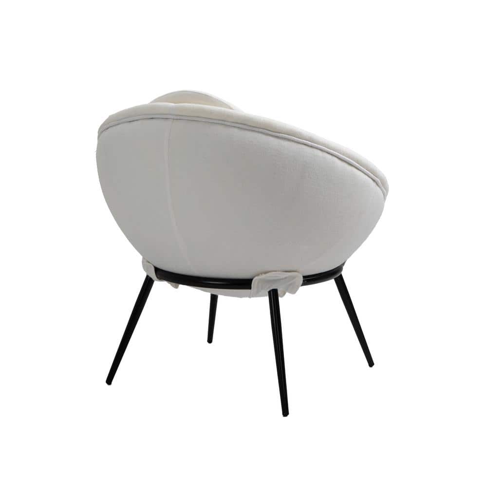 White Fiberglass Bowl Accent Chair with Cushions