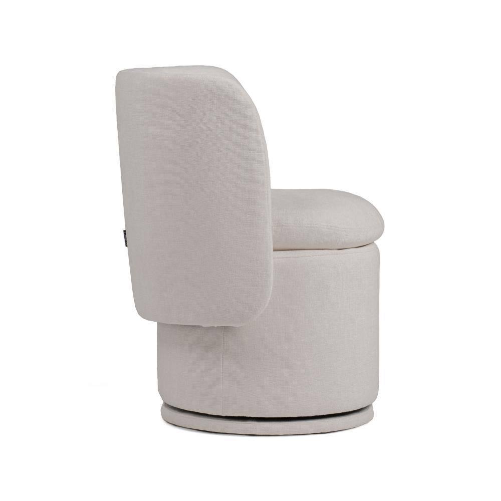 Ivory Upholstered Swivel Side Chair with Metal Legs