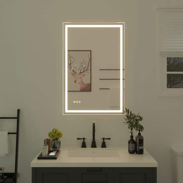 niveal Bochum 24 in. W x 36 in. H Rectangular Frameless LED Wall Bathroom Vanity Mirror