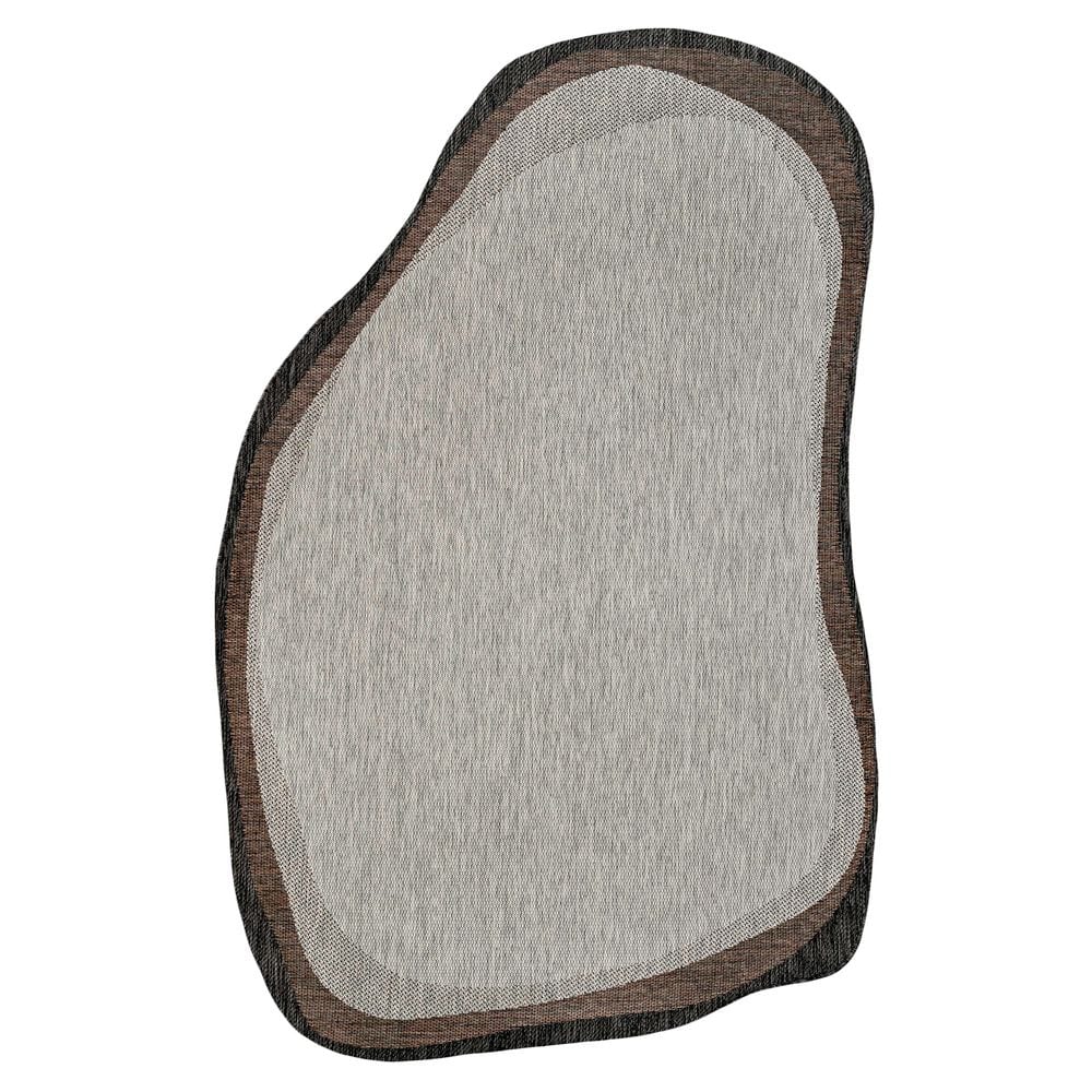 Wyatt Modern Rustic Abstract Gray/Black 6 ft. x 9 ft. Indoor/Outdoor Shaped Area Rug price history on PriceWatchPro