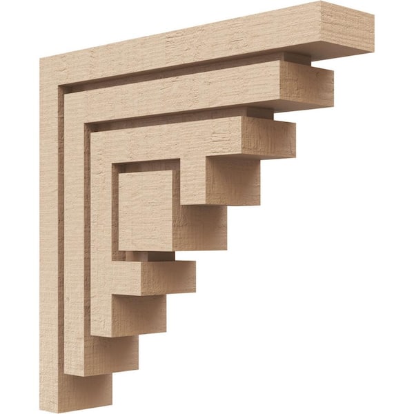 Ekena Millwork 2 in. x 10 in. x 10 in. Series 1 Thin Landon Rough Cedar Woodgrain Timberthane Polyurethane Corbel, Primed Tan