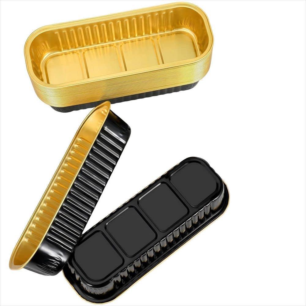 6.8 oz. Mini Loaf Pans with Lids and Spoons, Rectangular Aluminum Foil Baking Pans, Black and Gold (100-Pack) price history on PriceWatchPro