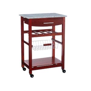 Todd Wenge Wood Kitchen Cart with Food Safe Granite Top and Storage