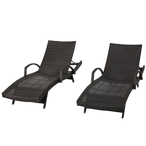 Salem Multi-Brown 2-Piece Faux Rattan Outdoor Patio Chaise Lounge