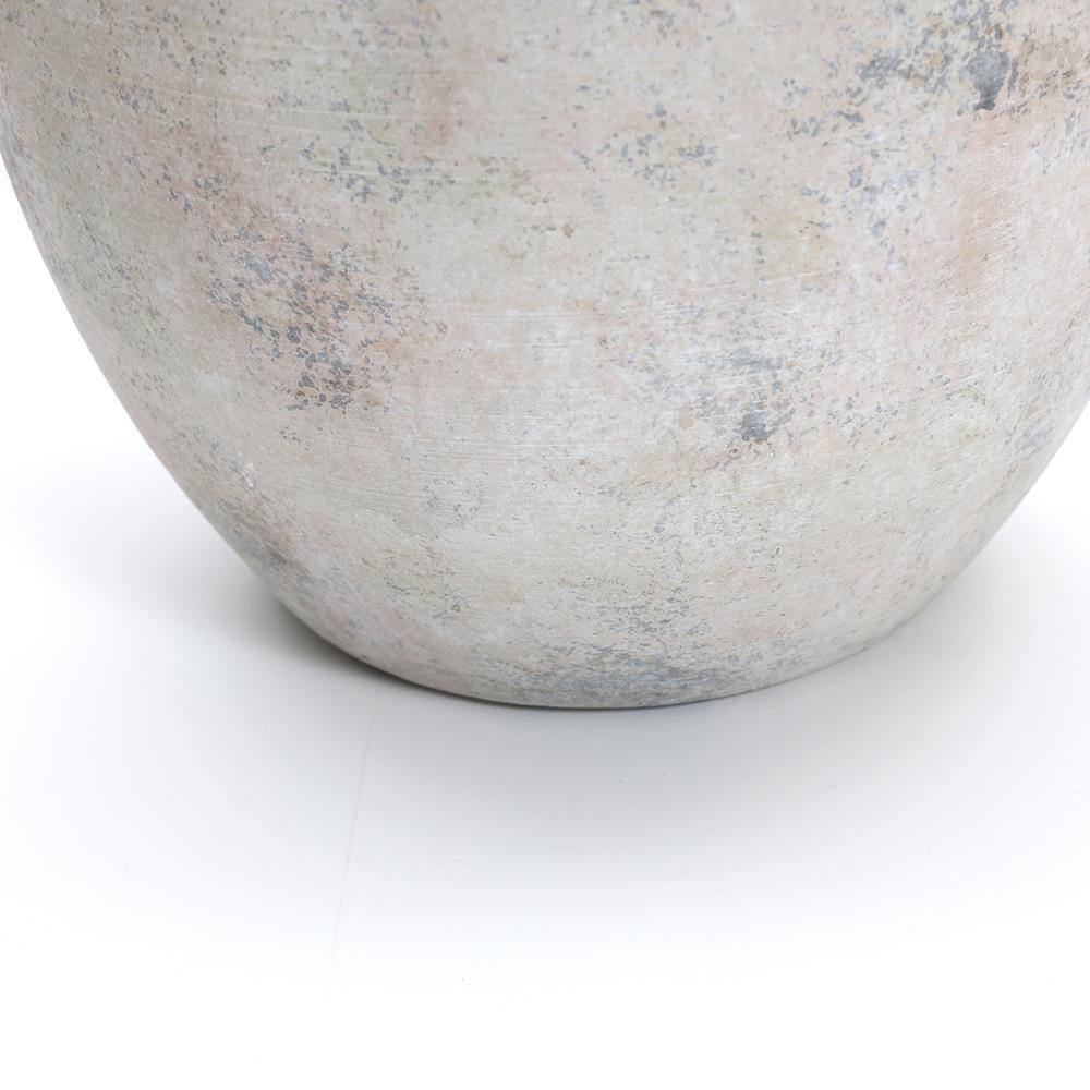 Handcrafted Gray and White Ceramic Vase with Handles