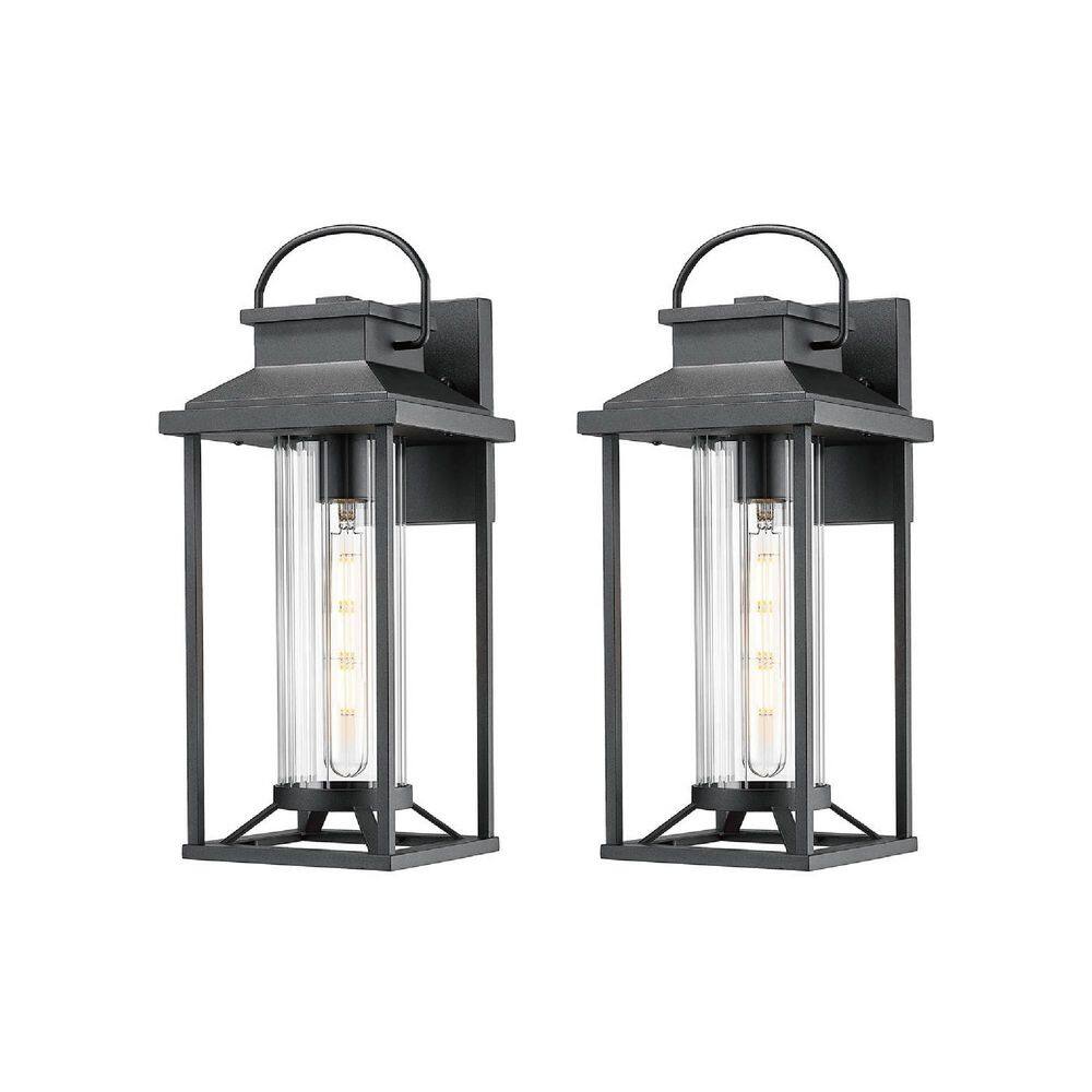 17 in. Black Outdoor Hardwired Wall Lantern Sconces with Waterproof Rust Co