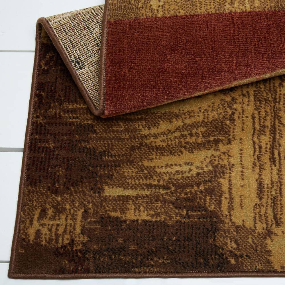 Catalina Bismark Geometric Brown and Beige Synthetic Area Rug