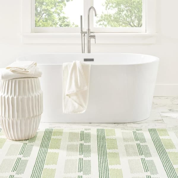 Tread Lightly Machine Washable Green 3 ft. x 5 ft. Indoor Area Rug