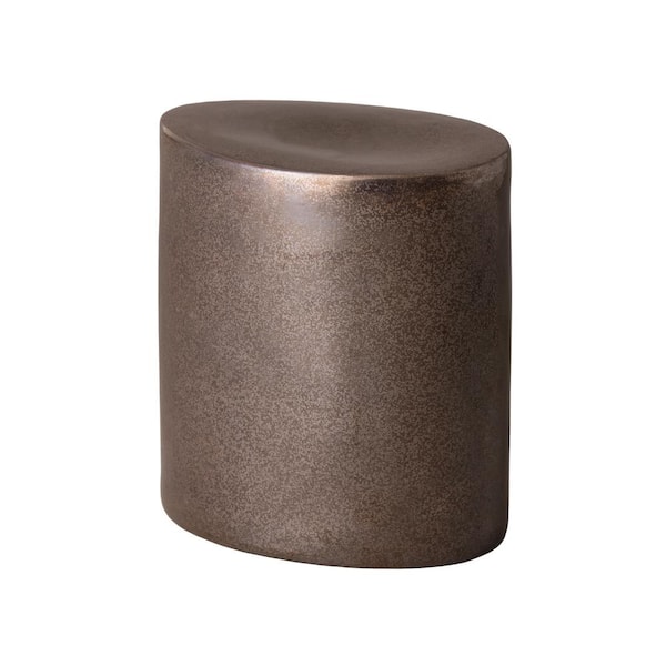 Emissary 18 in. H Gunmetal Oval Ceramic Garden Stool