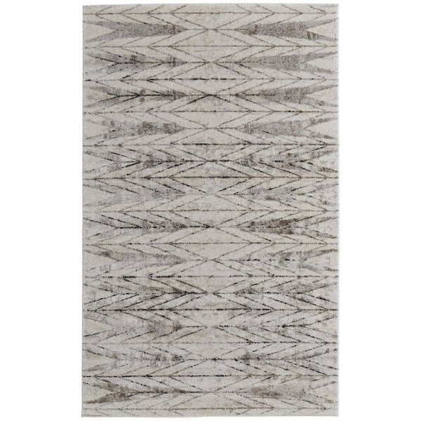 9 ft. x 12 ft. Ivory, Brown Abstract Area Rug
