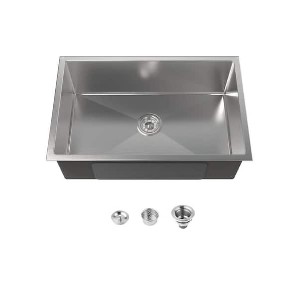 30 in. Undermount Single Bowl 20 Gauge Gray Stainless Steel Kitchen Sink