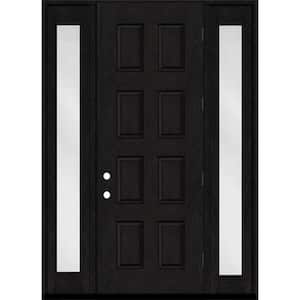 Regency 64 in. x 96 in. 8-Panel LHOS Onyx Stain Mahogany Fiberglass Prehung Front Door w/Dbl 12in. Sidelites