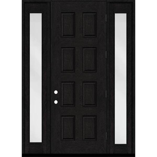 Steves & Sons Regency 68 in. x 96 in. 8-Panel LHOS Onyx Stain Mahogany Fiberglass Prehung Front Door w/Dbl 14in. Sidelites