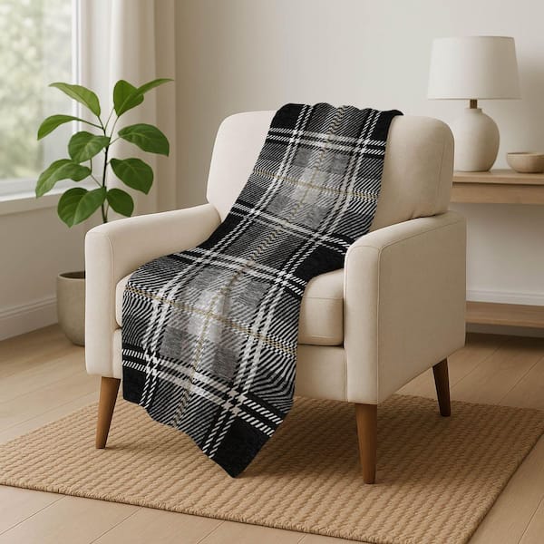 Premium Machine Washable ASB935 Black 50 in. x 70 in. Sherpa Throw Blanket