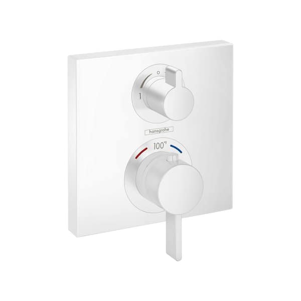 Ecostat 2-Handle Wall Mount Shower Trim Kit in Matte White Valve Not Included