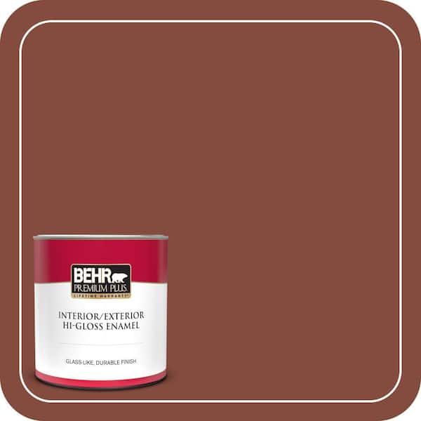 BEHR PREMIUM PLUS 1 qt. #S160-7 Red Chipotle Hi-Gloss Enamel Interior/Exterior Paint & Primer